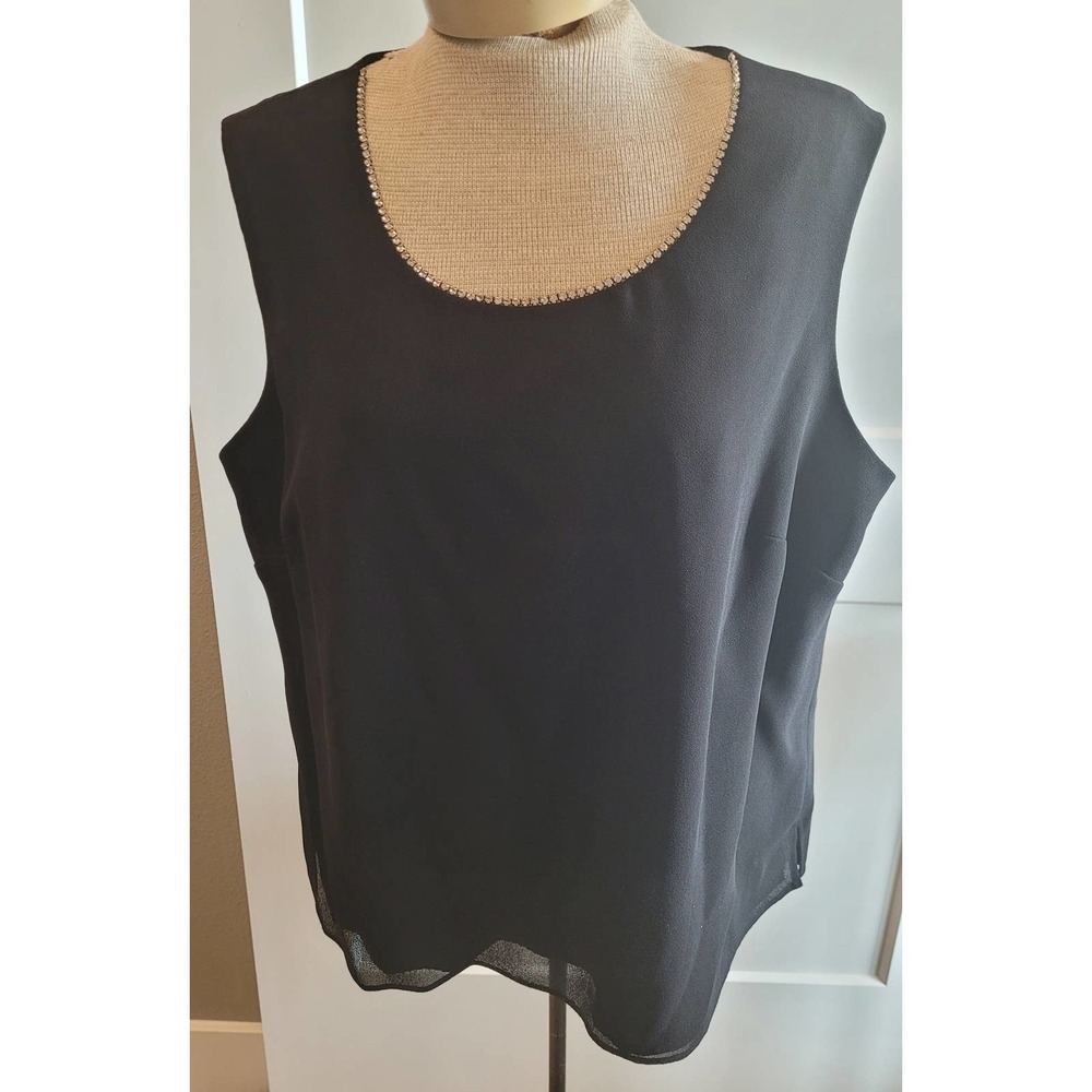 Vintage R & M Richards by Karen Kwong Rhinestone Embellished BlackTop Sz 16
